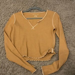 Medium American Eagle Burnt Orange Long Sleeve Top /w ruffle details